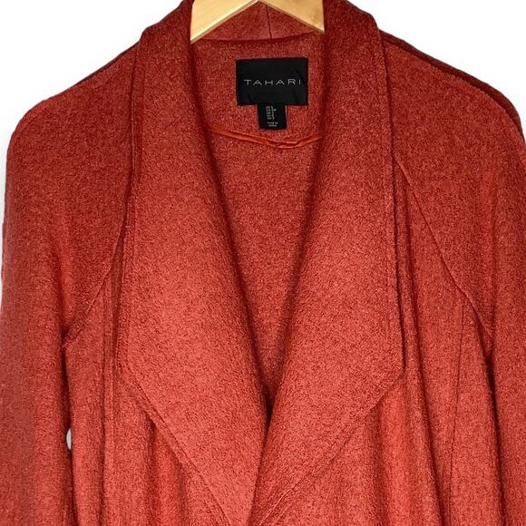 Tahari Sweater Knit Duster Long Coat Wool Blend Womens Size Small Open Front - Picture 5 of 12